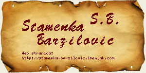 Stamenka Barzilović vizit kartica